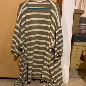 Green and white striped cardigan